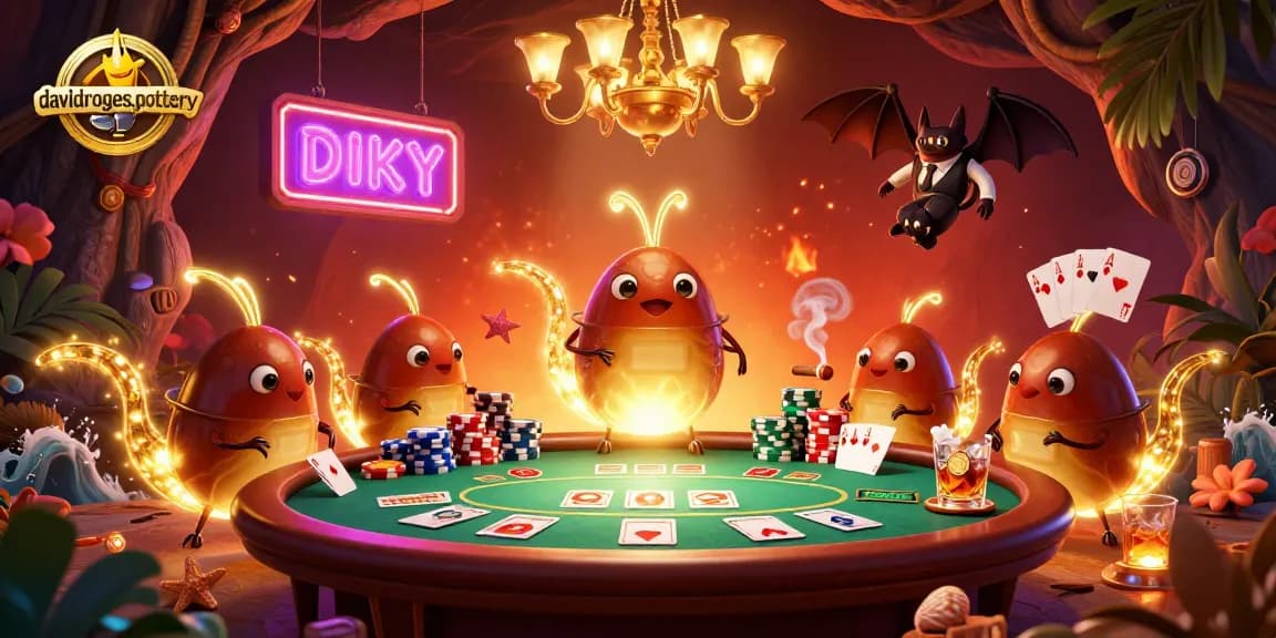 Enjoy the vibrant energy of the davidrogerspottery casino scene with glowworms and poker elements.