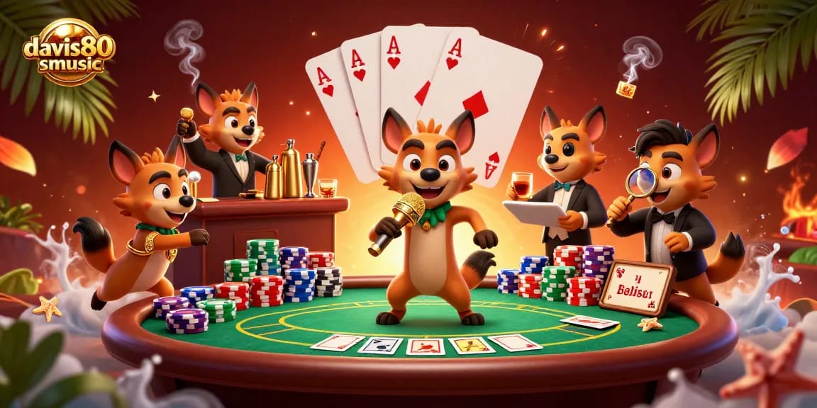 Dive into the lively comedy casino scene at davis80smusic with hyenas entertaining and serving drinks.