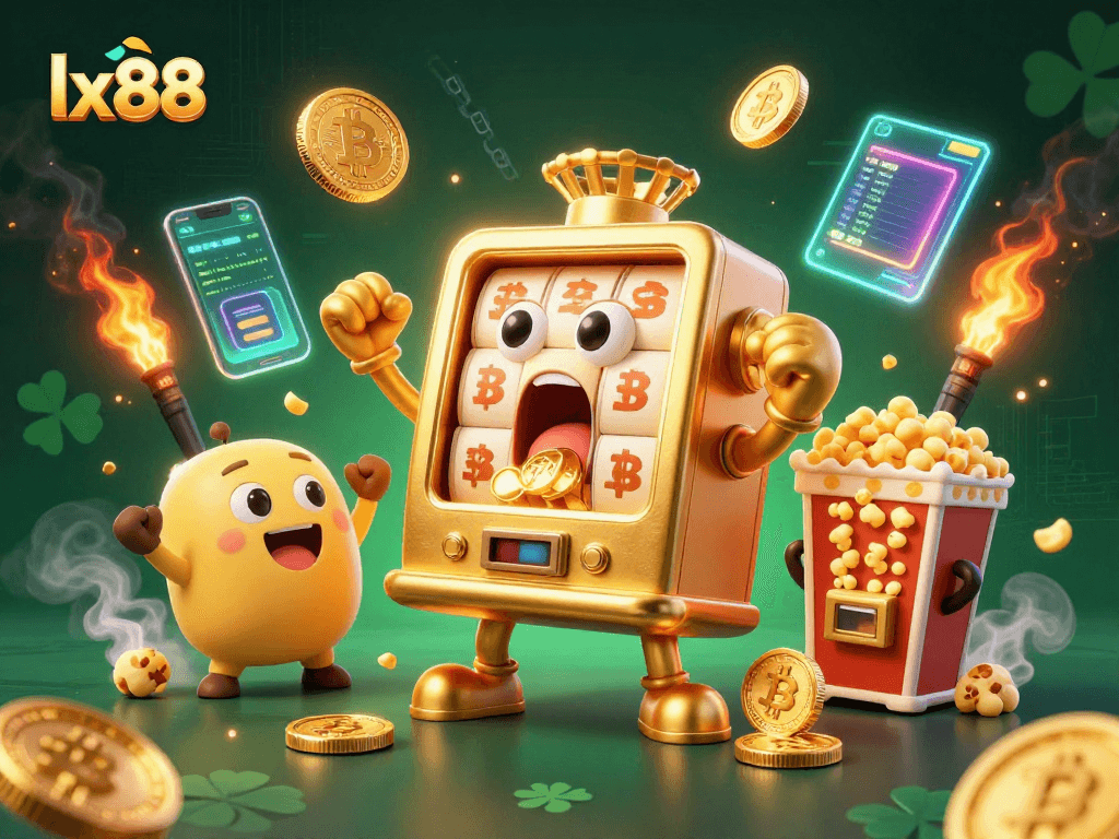 Experience the excitement of winning at lx88 with vibrant slot machines and gold coins.