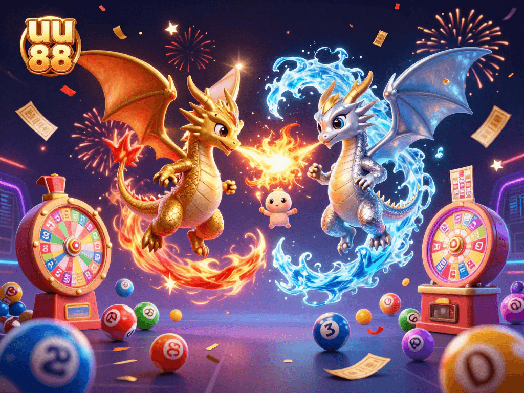 Engage with the thrilling world of uu 88, where gold and silver dragons represent fortune amidst colorful lottery action.